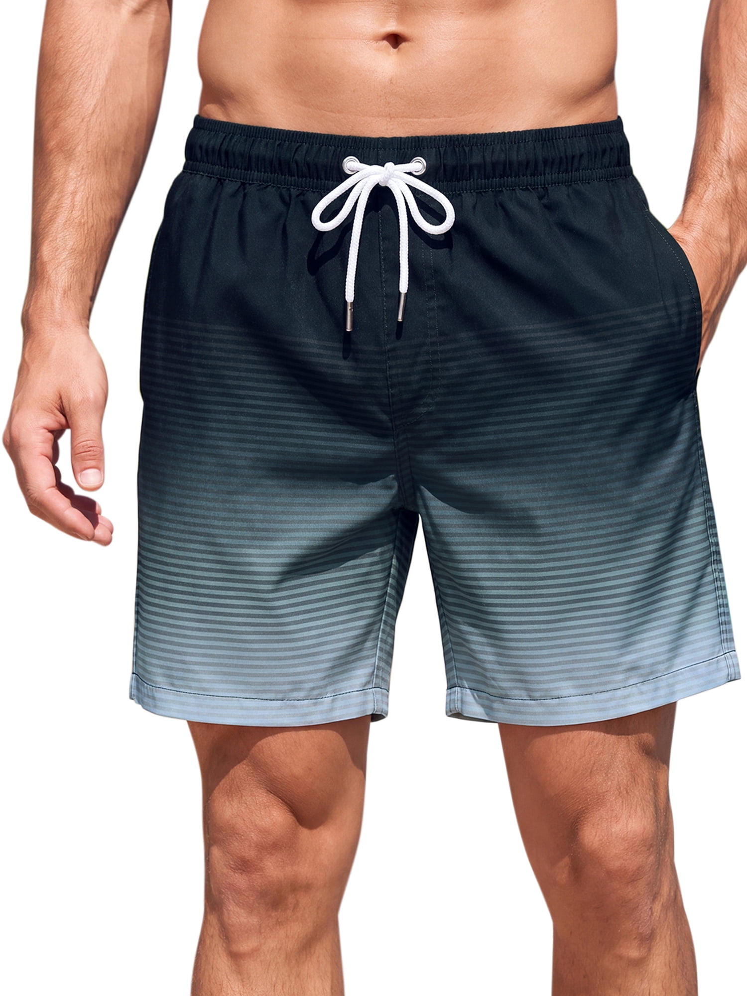 INSPIRE CHIC Men's Gradient Print Board Shorts Mesh Lining Swimming ...