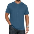thumbnail image 1 of INSPIRE CHIC Men's Henley Shirt Breathable Short Sleeve Button Down T-Shirts L Dark Blue, 1 of 6