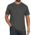 thumbnail image 1 of INSPIRE CHIC Men's Henley Shirt Breathable Short Sleeve Button Down T-Shirts L Dark Gray, 1 of 6