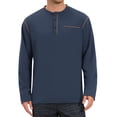 thumbnail image 1 of INSPIRE CHIC Men's Henley Shirt Long Sleeve Button Casual Pullover T-Shirt 3XL Navy Blue, 1 of 6