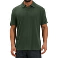 thumbnail image 1 of INSPIRE CHIC Men's Jacquard Texture Short Sleeve Button Down Collared Business Polo Shirt S Green, 1 of 6