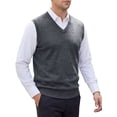 thumbnail image 1 of INSPIRE CHIC Men's Sweater Vest V Neck Solid Color Knit Sleeveless Top XL Dark Gray, 1 of 5