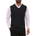 thumbnail image 1 of INSPIRE CHIC Men's Sweater Vest V Neck Solid Color Knit Sleeveless Top M Black, 1 of 5