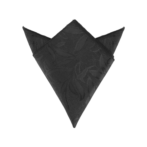 INSPIRE CHIC Men's Leaves Pocket Square Embroidered Handkerchiefs with Trim Black One Size