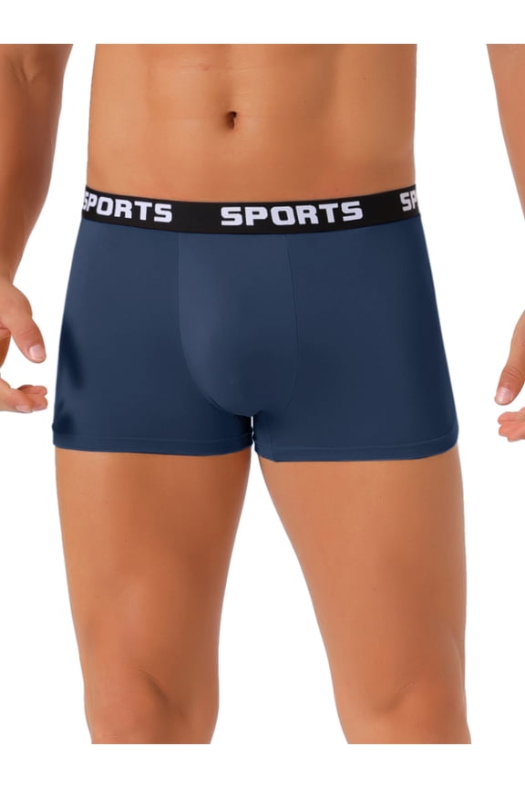 Men's Lightweight Short Leg Stretch Underwear Boxer Briefs 32 Navy Blue