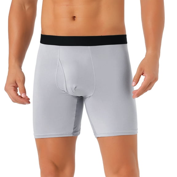 INSPIRE CHIC Men's Underpants Boxer Briefs Open-Fly Secure Waist Stretch Boxer Underpants 28 Light Gray