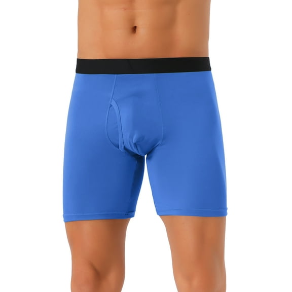 INSPIRE CHIC Men's Underpants Boxer Briefs Open-Fly Secure Waist Stretch Boxer Underpants 32 Blue