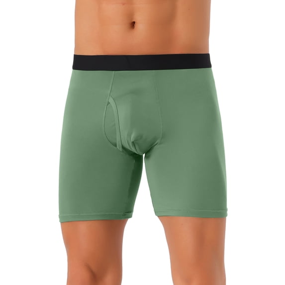 INSPIRE CHIC Men's Underpants Boxer Briefs Open-Fly Secure Waist Stretch Boxer Underpants 32 Green