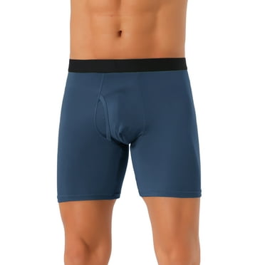 INSPIRE CHIC Men's Lightweight Solid Color Soft Stretch Open-fly Basic Boxer Briefs 36 Navy