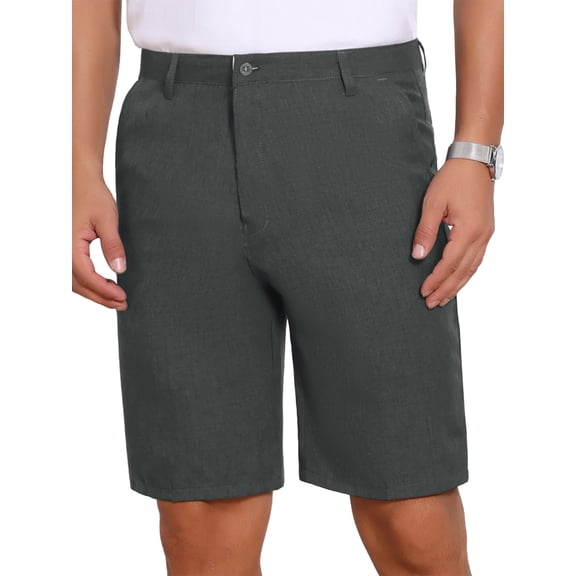 INSPIRE CHIC Men's Linen Texture Above Knee with Pockets Formal Shorts 30 Dark Gray