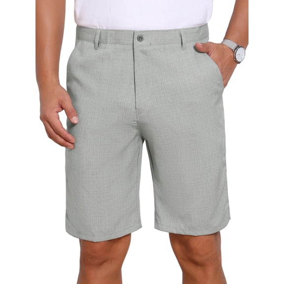 INSPIRE CHIC Men's Linen Texture Above Knee with Pockets Formal Shorts 30 Light Gray