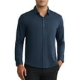 thumbnail image 1 of INSPIRE CHIC Men's Long Sleeve Button Down Solid Color Business Formal Dress Shirt XL Dark Blue, 1 of 4