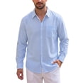 thumbnail image 1 of INSPIRE CHIC Men's Gingham Shirt Long Sleeve Checkered Regular Fit Button Down Casual Top S Blue, 1 of 5