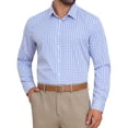 thumbnail image 1 of INSPIRE CHIC Men's Long Sleeve Business Plaid Pattern Dress Shirts S Blue Gray, 1 of 5