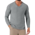 thumbnail image 1 of INSPIRE CHIC Men's Long Sleeve V-Neck Solid Color Knitted Pullover Sweater M Gray, 1 of 6