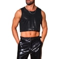 thumbnail image 1 of INSPIRE CHIC Men's Metallic Sequins Crewneck Sleeveless Cropped Festival Tank Top M Black, 1 of 5