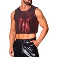 thumbnail image 1 of INSPIRE CHIC Men's Metallic Sequins Crewneck Sleeveless Cropped Festival Tank Top M Red, 1 of 5