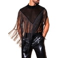 thumbnail image 1 of INSPIRE CHIC Men's Mock Collar Sleeveless Patchwork Sequins Fringe Vest M Black, 1 of 5