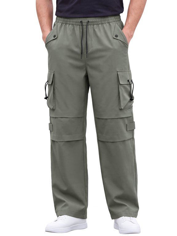 Men's Multi Pocket Straight Leg Outdoor Work Cargo Pants S Gray