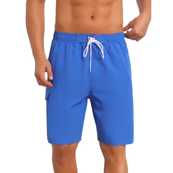 INSPIRE CHIC Men's Multiple Pockets Drawstring Waist Summer Board Shorts 34 Blue