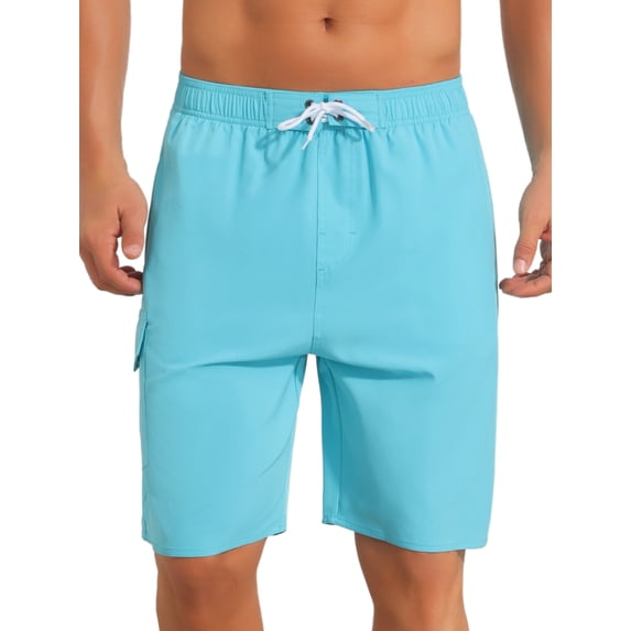 INSPIRE CHIC Men's Multiple Pockets Drawstring Waist Summer Board Shorts 34 Light Blue