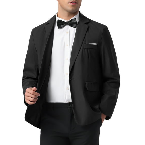 INSPIRE CHIC Men's Notch Lapel One Button Formal Solid Color Business Suit Jackets M Black