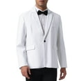thumbnail image 1 of INSPIRE CHIC Men's Notch Lapel One Button Formal Solid Color Business Suit Jackets S White, 1 of 5