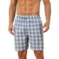 thumbnail image 1 of INSPIRE CHIC Men's Plaid Drawstring Waist Checked Pattern Lounge Pajama Shorts 34 Blue Gray, 1 of 5