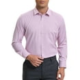 thumbnail image 1 of INSPIRE CHIC Men's Plaid Long Sleeved Button Down Business Wear Dress Shirts S Pink, 1 of 6