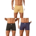 thumbnail image 1 of INSPIRE CHIC Men's Plaid Mid-Waisted Lightweight Breathable Knitted Boxer Shorts 3 Packs 32 1 Black 1 Dark Blue 1 Yellow, 1 of 5