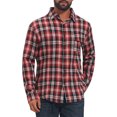 thumbnail image 1 of INSPIRE CHIC MMen's Plaid Shirt Long Sleeve Button Down Chest Pocket Casual Top S Red, 1 of 6