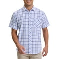 thumbnail image 1 of INSPIRE CHIC Men's Plaid Shirts Short Sleeved Button Down Classic Business Checked Dress Shirt M Blue White, 1 of 6