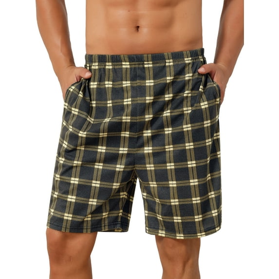 INSPIRE CHIC Men's Plaid Soft Elastic Waist Lounge Nightwear Bottoms 28 Dark Gray