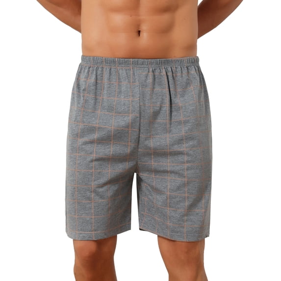 INSPIRE CHIC Men's Plaid Soft Elastic Waist Lounge Nightwear Bottoms 34 Gray