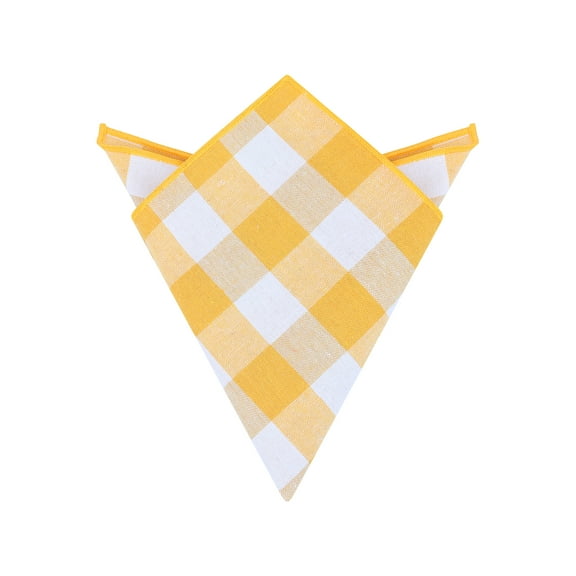 INSPIRE CHIC Men's Pocket Squares Checkered Handkerchiefs Buffalo Plaid for Wedding Party Yellow White One Size