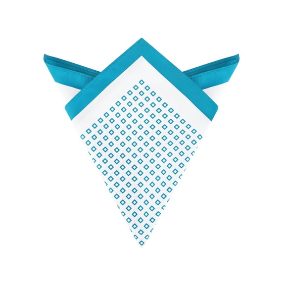 INSPIRE CHIC Men's Pocket Squares Checkered Print Silky Handkerchief with Solid Trim Light Blue One Size