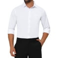 thumbnail image 1 of INSPIRE CHIC Men's Shirt Point Collar Long Sleeve Button Solid Color Business Dress Shirt 2XL White, 1 of 5