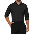 thumbnail image 1 of INSPIRE CHIC Men's Shirt Point Collar Long Sleeve Button Solid Color Business Dress Shirt M Black, 1 of 5