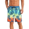 thumbnail image 1 of INSPIRE CHIC Men's Trunks Tropical Leaf Print Elastic Drawstring Waist Beach Board Shorts 32 Light Blue, 1 of 5