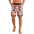 thumbnail image 1 of INSPIRE CHIC Men's Trunks Tropical Leaf Print Elastic Drawstring Waist Beach Board Shorts 36 Pink, 1 of 5