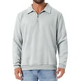 thumbnail image 1 of INSPIRE CHIC Men's Quarter Zip Long Sleeve Knitted Geometric Patterns Pullover Sweatshirt 2XL Light Gray, 1 of 5