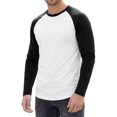 thumbnail image 1 of INSPIRE CHIC Men's Raglan T-Shirt Long Sleeve Crewneck Casual Baseball T-Shirts M White, 1 of 6
