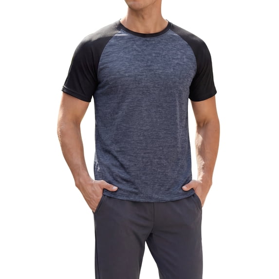 INSPIRE CHIC Men's Raglan T-Shirt Short Sleeve Crewneck Casual Baseball T-Shirts XL Navy Blue