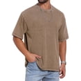 thumbnail image 1 of INSPIRE CHIC Men's Retro Distressed Crew Neck Short Sleeve Solid T-Shirts L Brown, 1 of 5