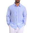 thumbnail image 1 of INSPIRE CHIC Men's Seersucker Shirt Striped Long Sleeve Button Down Textured Top S Blue, 1 of 5