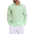thumbnail image 1 of INSPIRE CHIC Men's Seersucker Shirt Striped Long Sleeve Button Down Textured Top XL Green, 1 of 5
