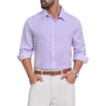 thumbnail image 1 of INSPIRE CHIC Men's Seersucker Shirt Striped Long Sleeve Button Down Textured Top XL Purple, 1 of 5