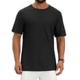 thumbnail image 1 of INSPIRE CHIC Men's Short Sleeve Crew Neck Summer Casual Jacquard Knitted T-Shirt M Black, 1 of 6