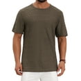 thumbnail image 1 of INSPIRE CHIC Men's Short Sleeve Crew Neck Summer Casual Jacquard Knitted T-Shirt XL Brown, 1 of 6