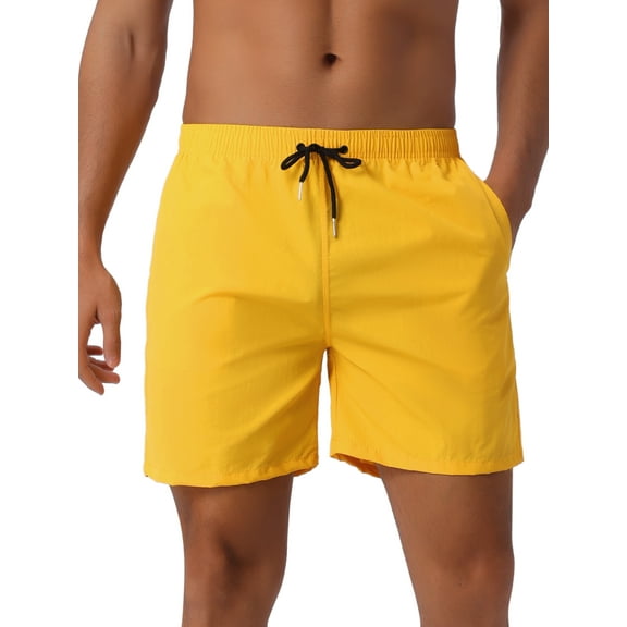 INSPIRE CHIC Men's Shorts Summer Colorful Elastic Waist Drawstring Surfing Board Shorts 32 Yellow
